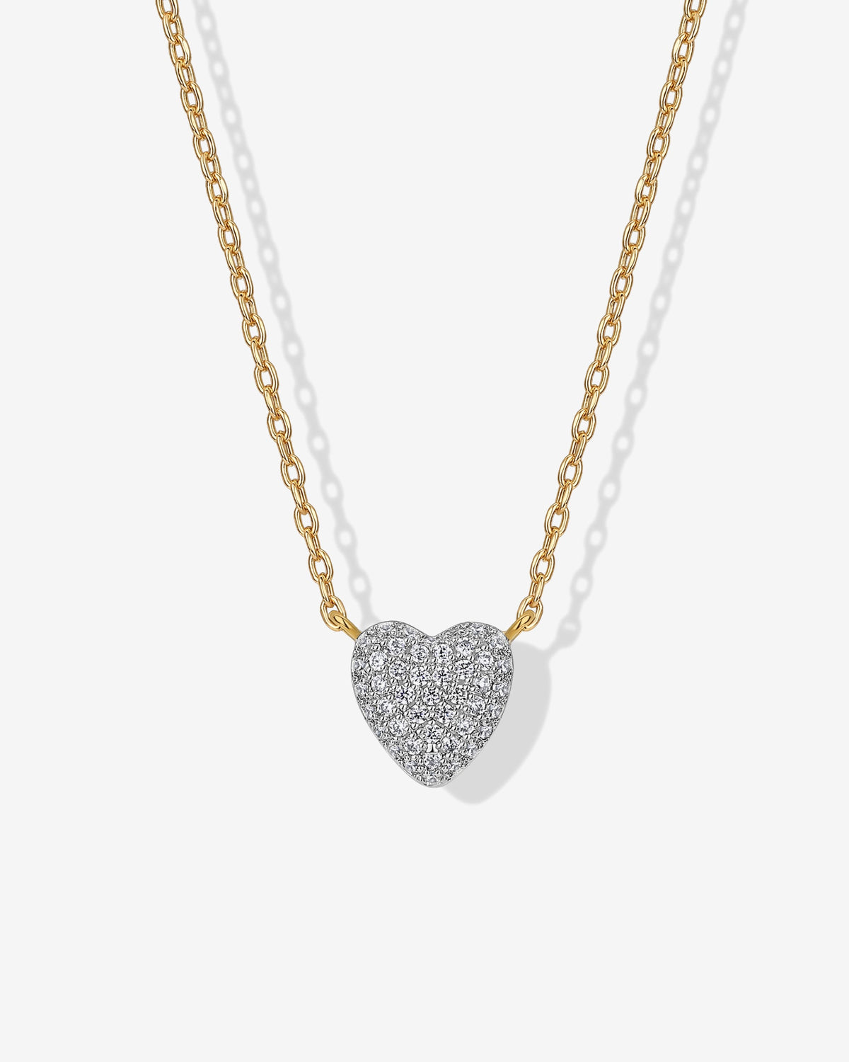 Puffed Pave Heart Pendant Necklace