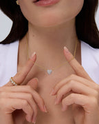 Puffed Pave Heart Pendant Necklace