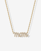 Mom Pave Script Necklace
