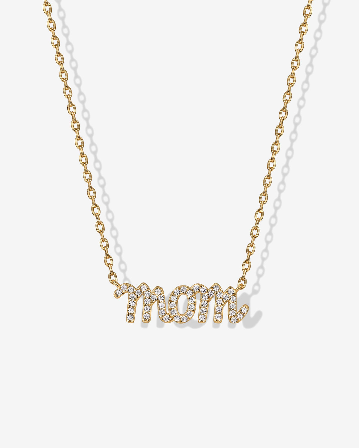 Mom Pave Script Necklace