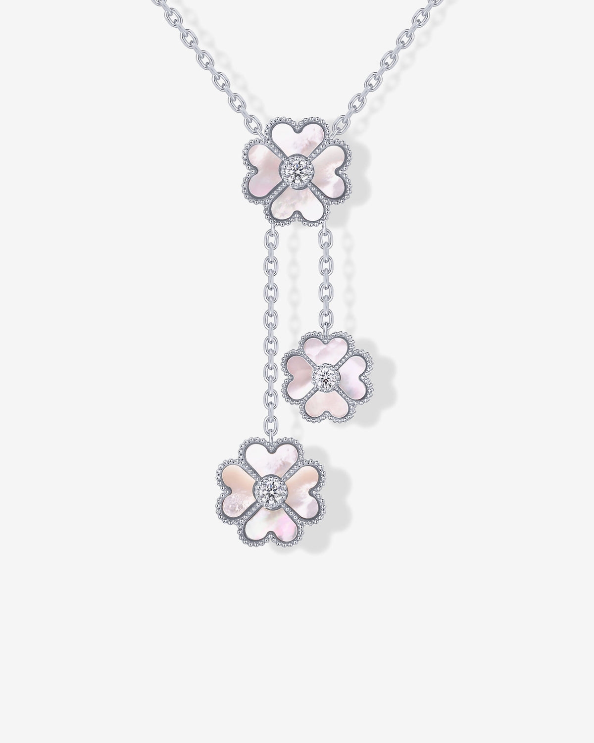 Mother of Pearl & Onyx Clover Necklace