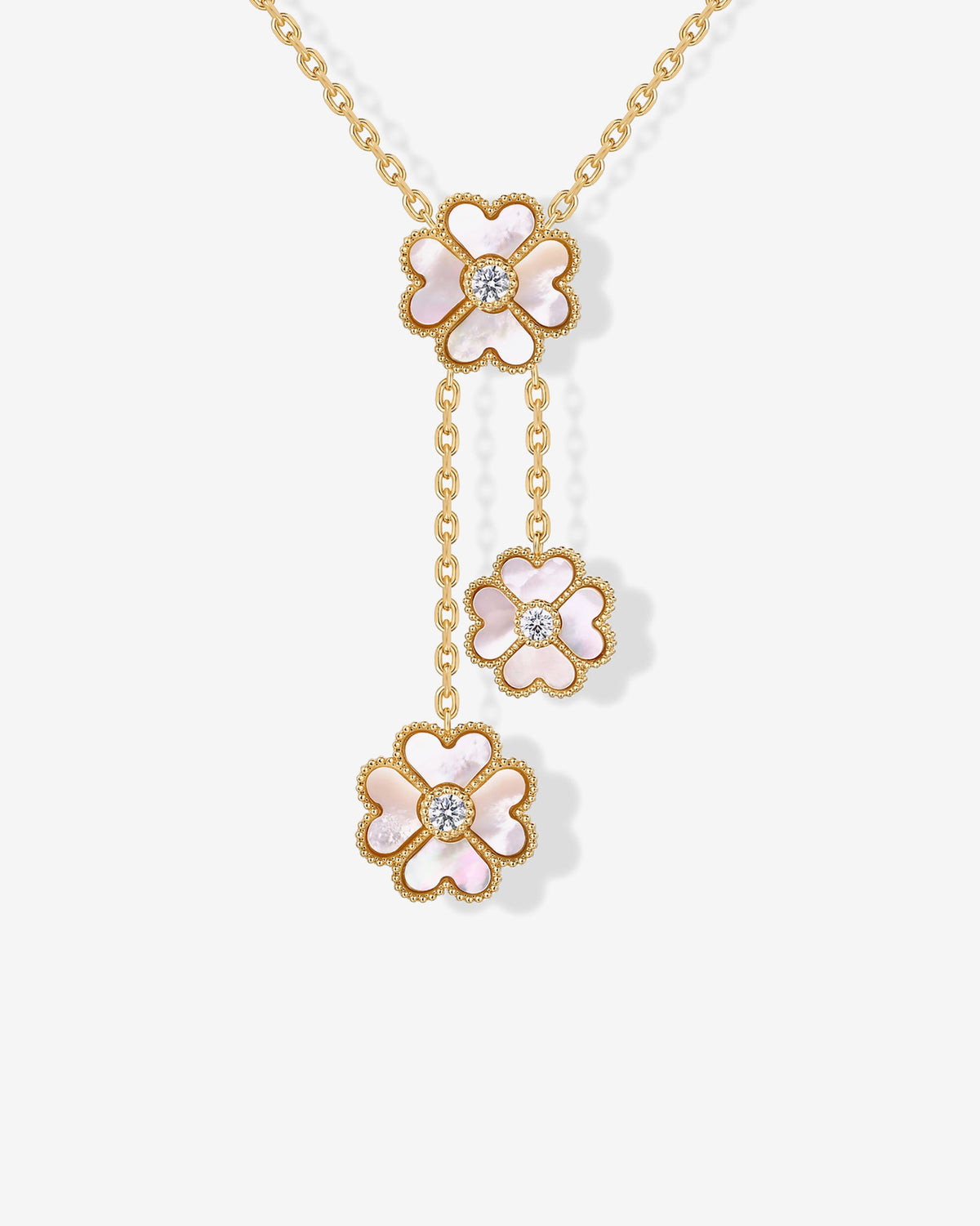 Mother of Pearl & Onyx Clover Necklace