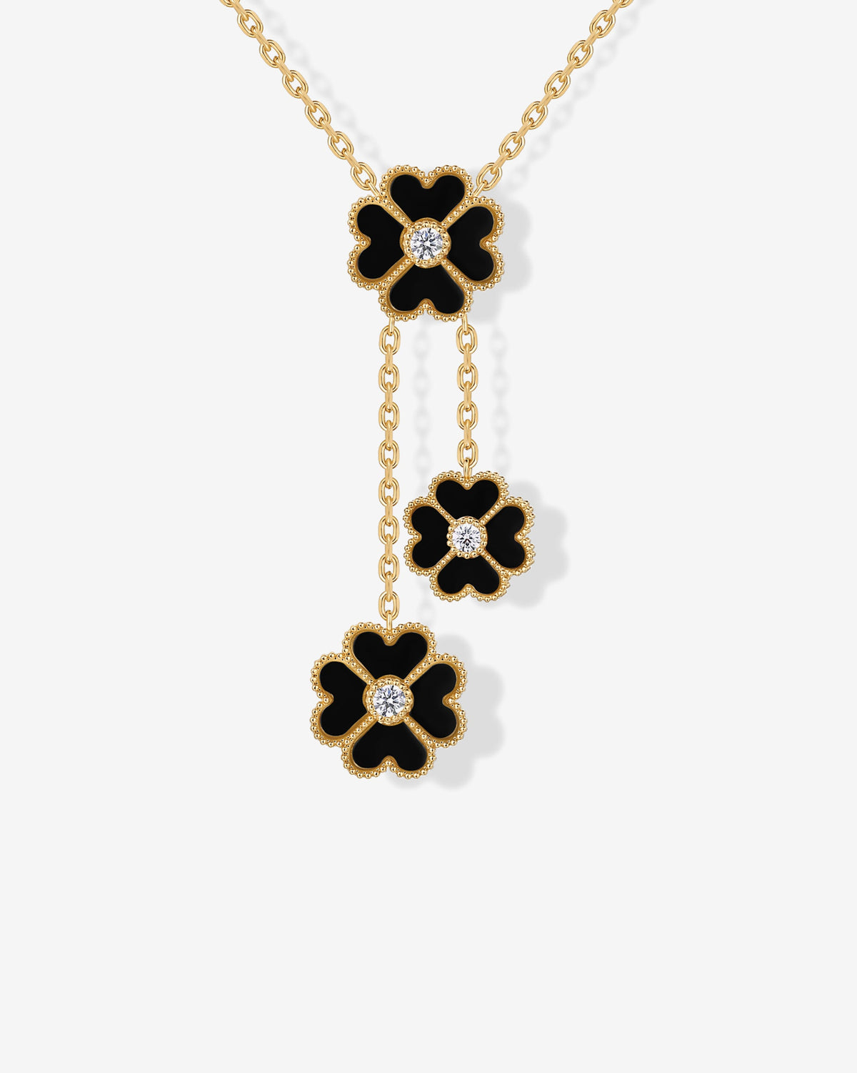 Mother of Pearl & Onyx Clover Necklace