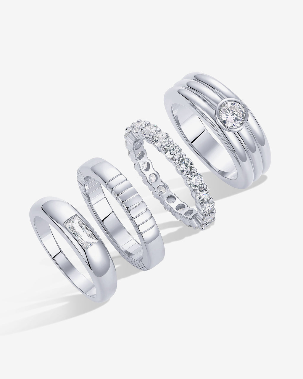 Mixed Styles Band Rings Set of 4