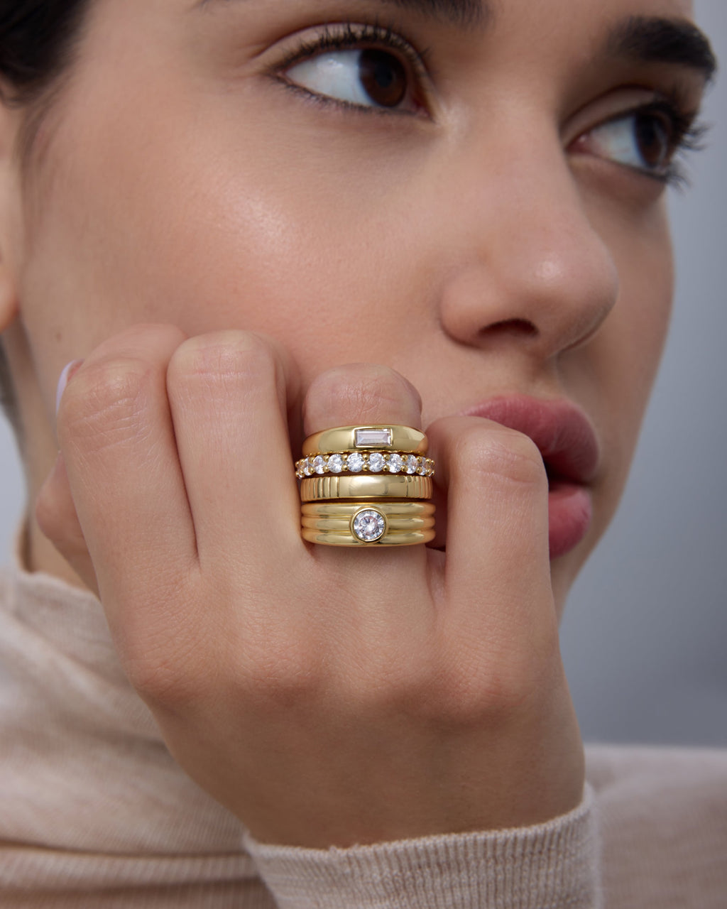 Mixed Styles Band Rings Set of 4