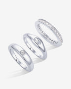 Mixed Stone Cuts Band Ring Set of 3
