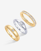 Mixed Stone Cuts Band Ring Set of 3