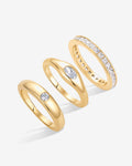 Mixed Stone Cuts Band Ring Set of 3