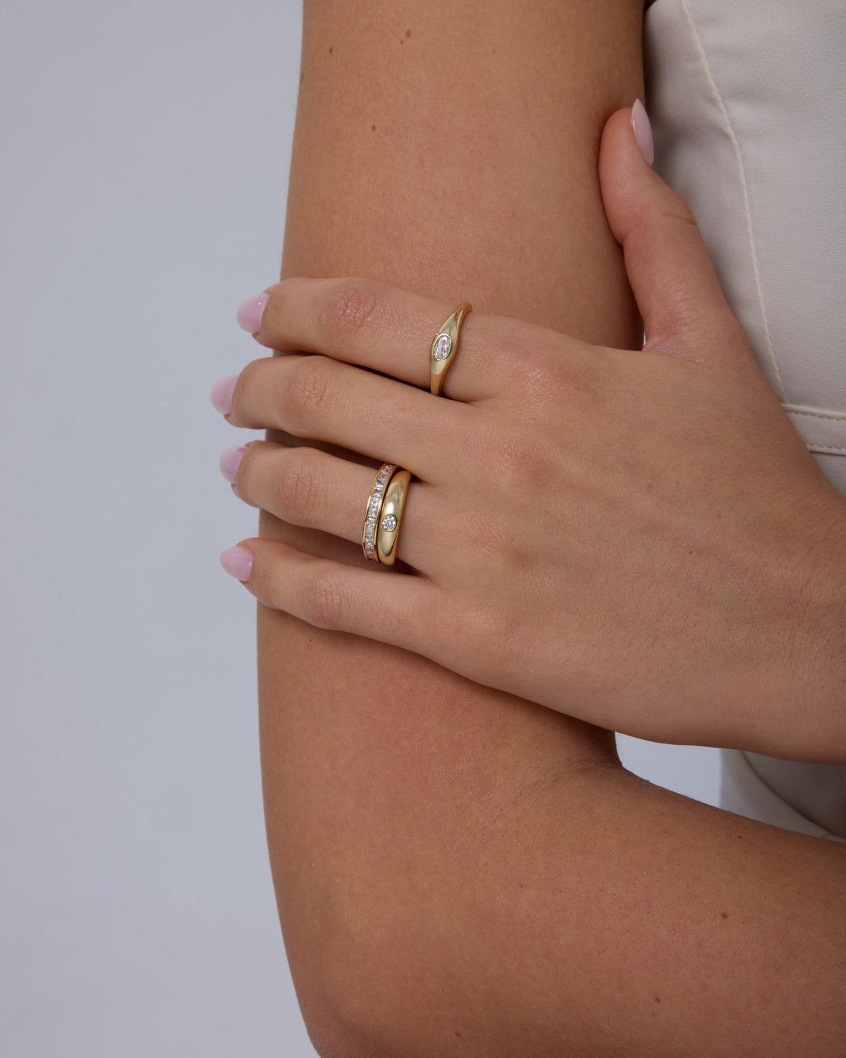 Mixed Stone Cuts Band Ring Set of 3