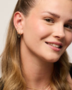 Marquise CZ Double Piercing Chain Huggie Hoop