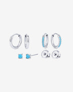 Waterproof Turquoise Stud and Huggie Earring Set