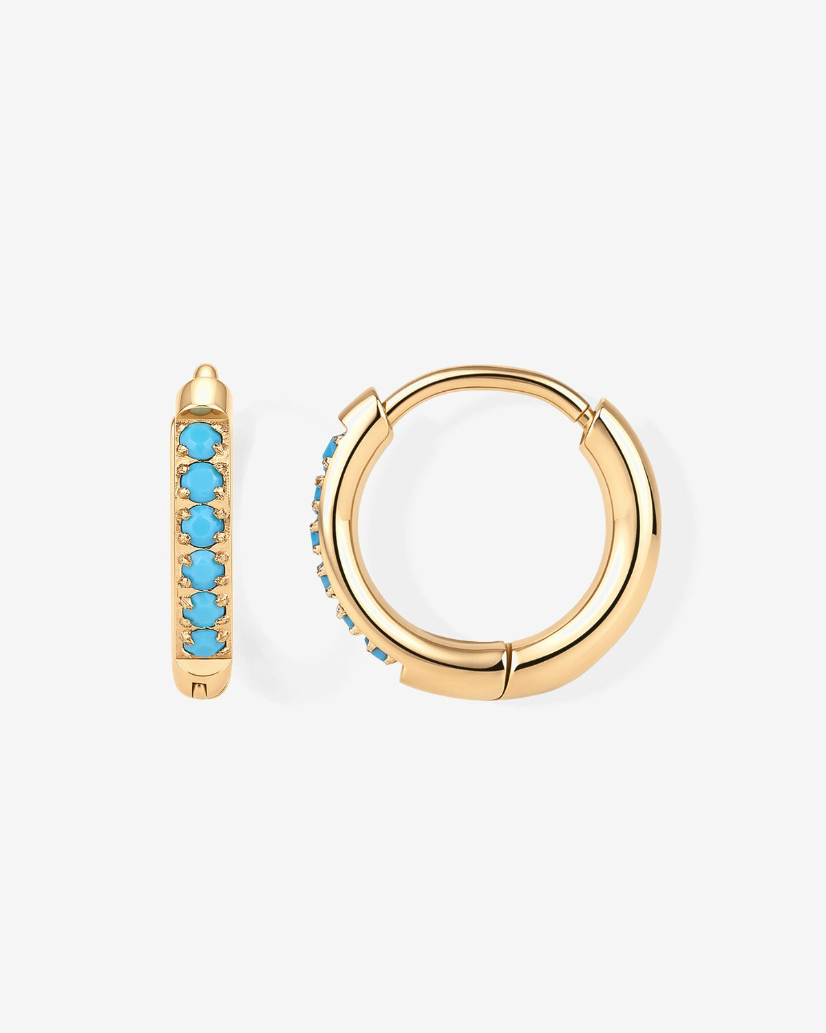 Waterproof Turquoise Stud and Huggie Earring Set
