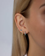 Waterproof Turquoise Stud and Huggie Earring Set