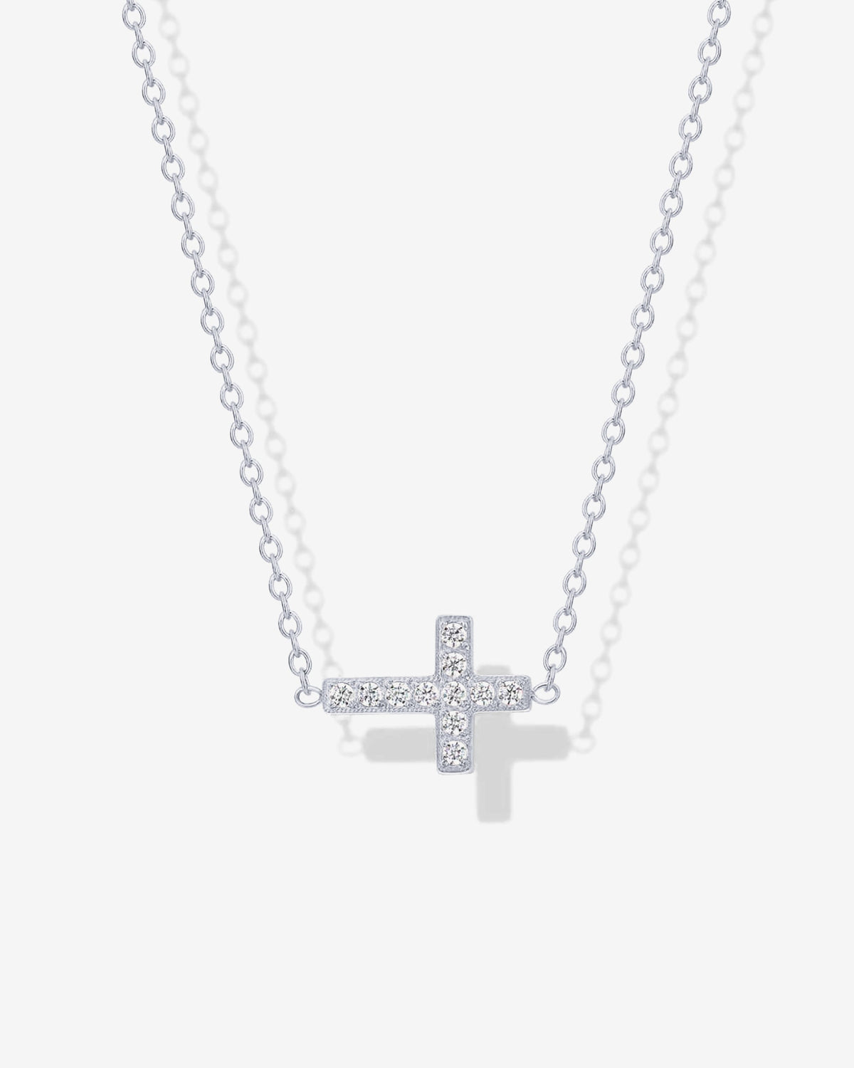 Dainty Sideways Cross CZ Necklace