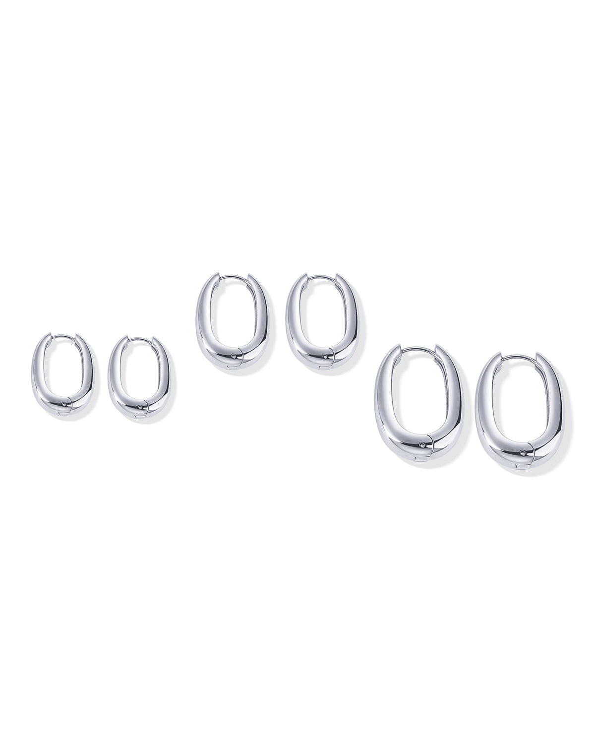 Waterproof Oval Hoop Earring Set